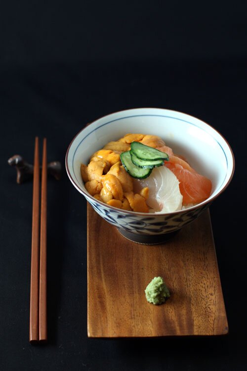 Uni, Salmon & Kanpachi Donburi